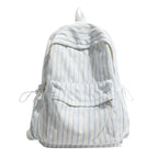 Striped Polyester Backpack with Adjustable Straps and Side Pockets, view 3