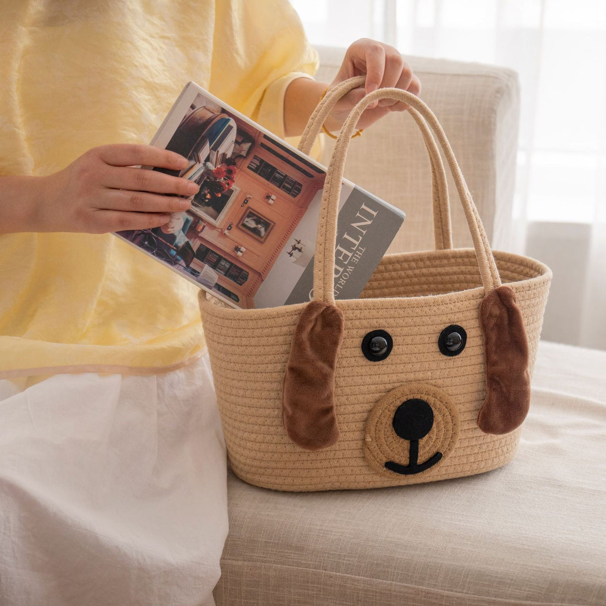 Stylish Carrying Basket with Colorful Handles | High & Bury