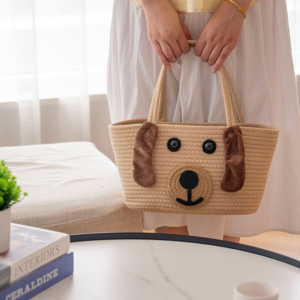 Stylish Carrying Basket with Colorful Handles | High & Bury