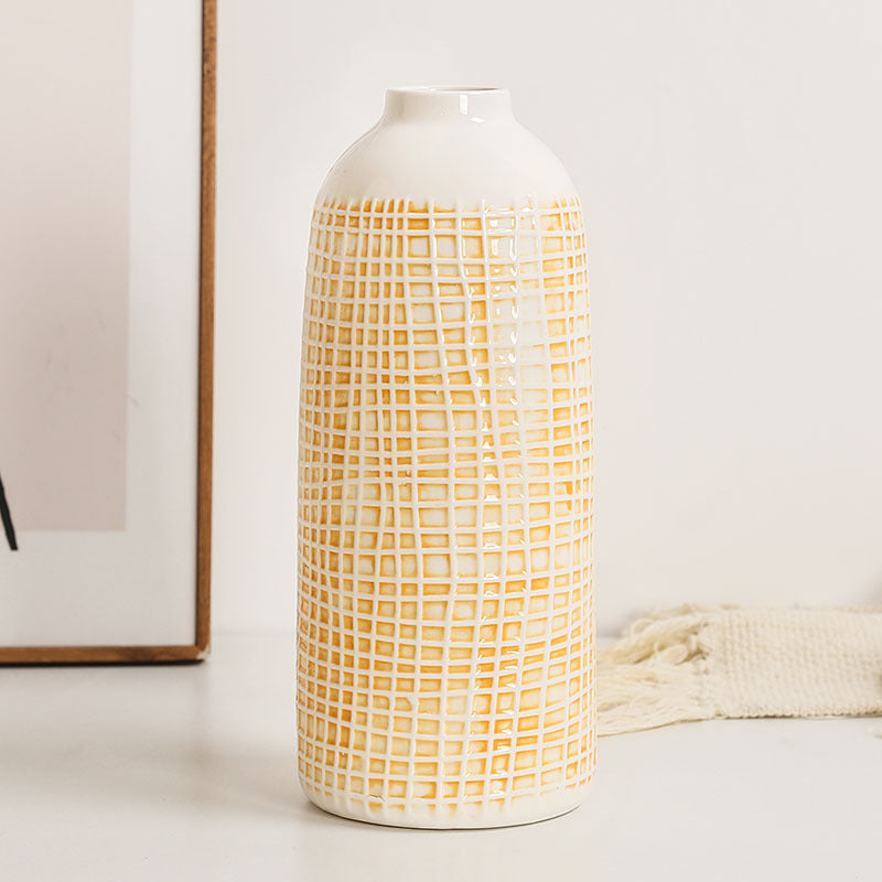 Stylish Ceramic Vase Yellow Blue | High & Bury