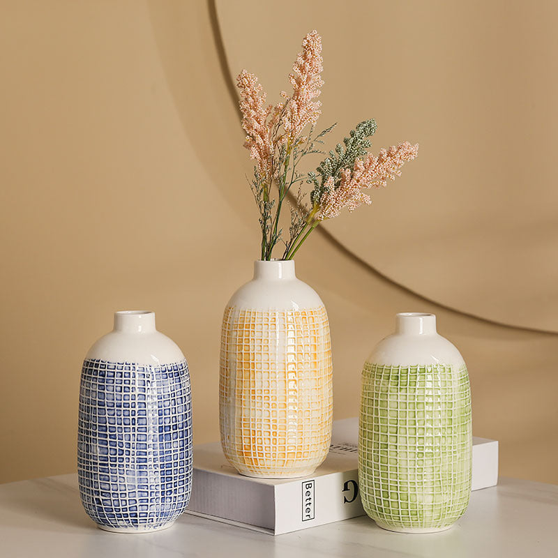 Stylish Ceramic Vase Yellow Blue | High & Bury