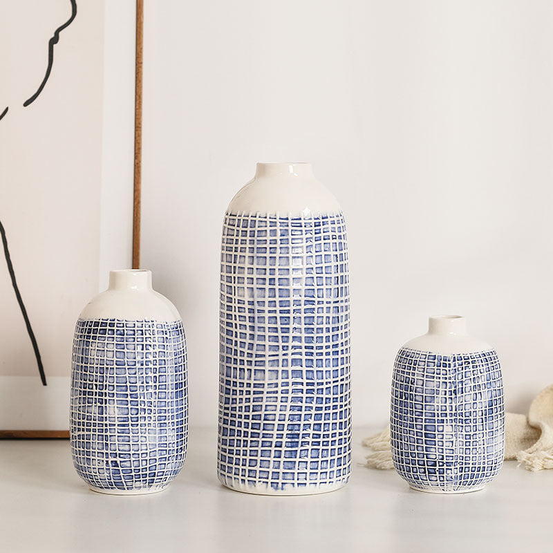 Stylish Ceramic Vase Yellow Blue | High & Bury