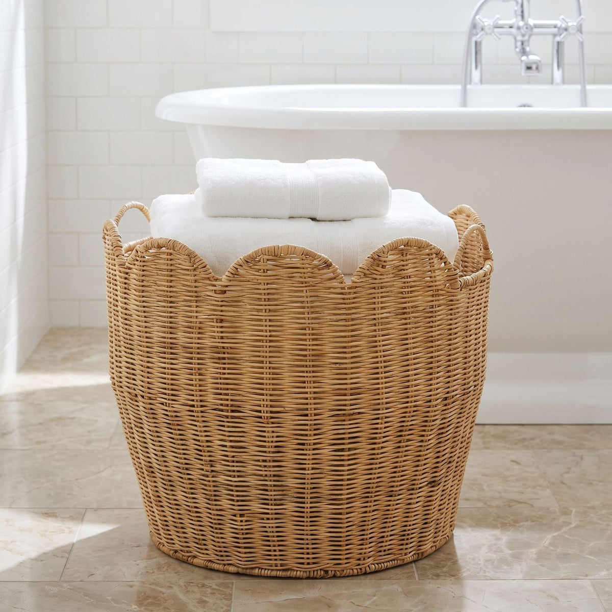 Stylish Laundry Basket with Wave Edge | High & Bury