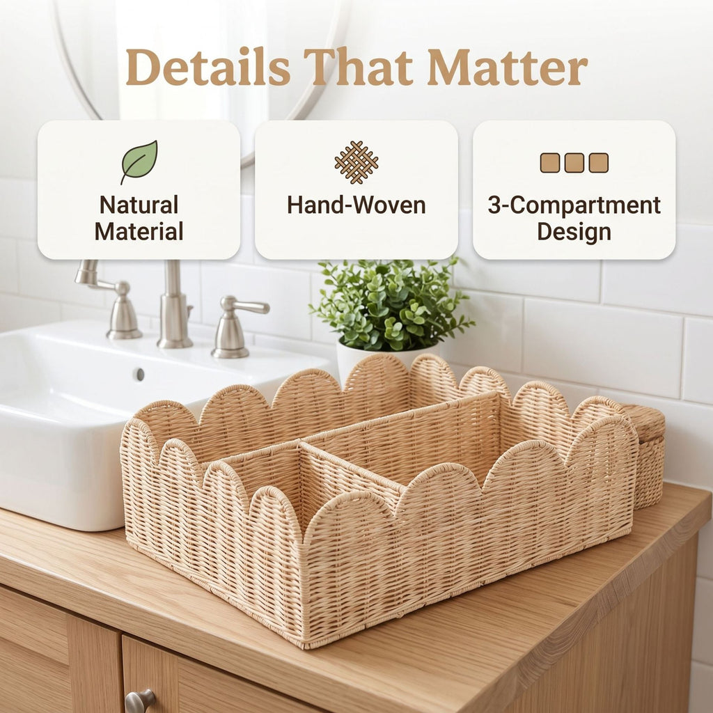 Stylish Organizer Basket with Wavy Edge | High & Bury