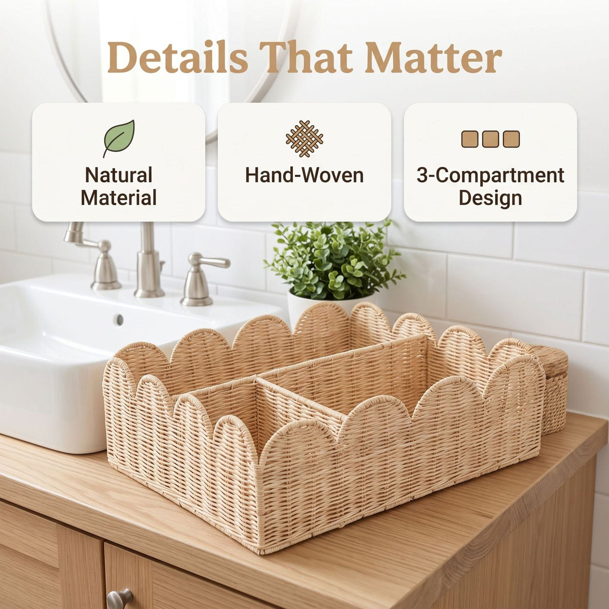 Stylish Organizer Basket with Wavy Edge | High & Bury