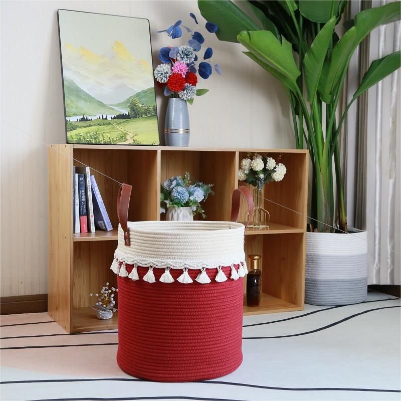 Stylish Storage Basket Light Grey White | High & Bury