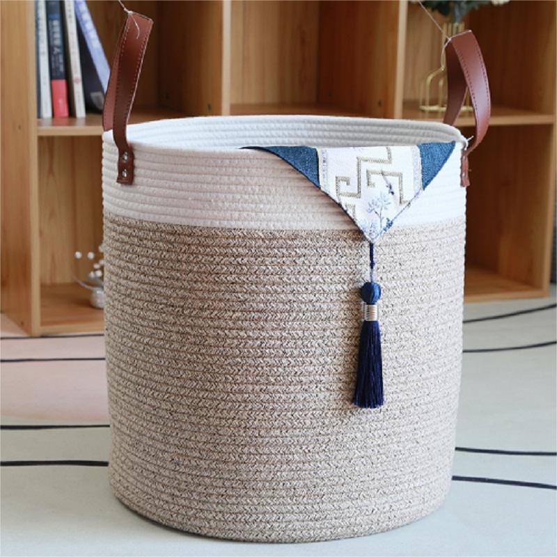 Stylish Storage Basket Light Grey White | High & Bury