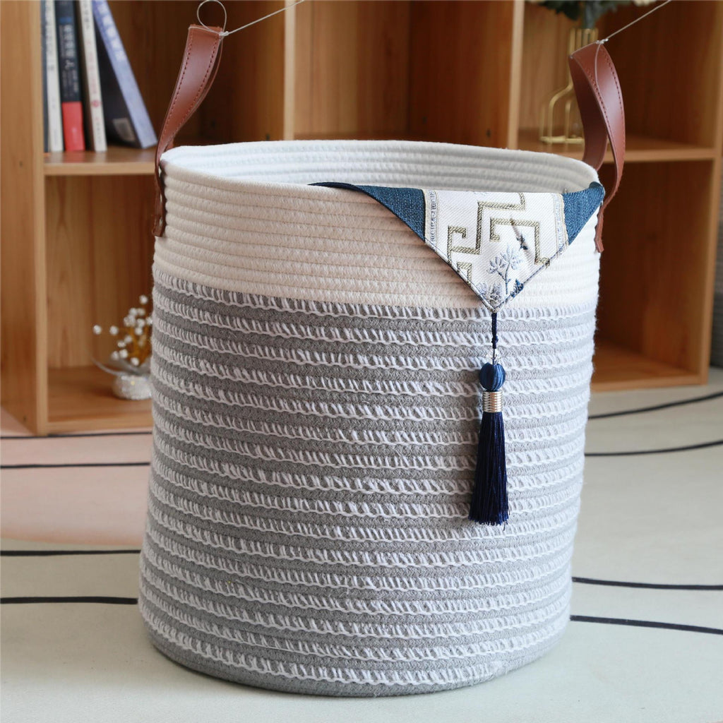 Stylish Storage Basket Light Grey White | High & Bury