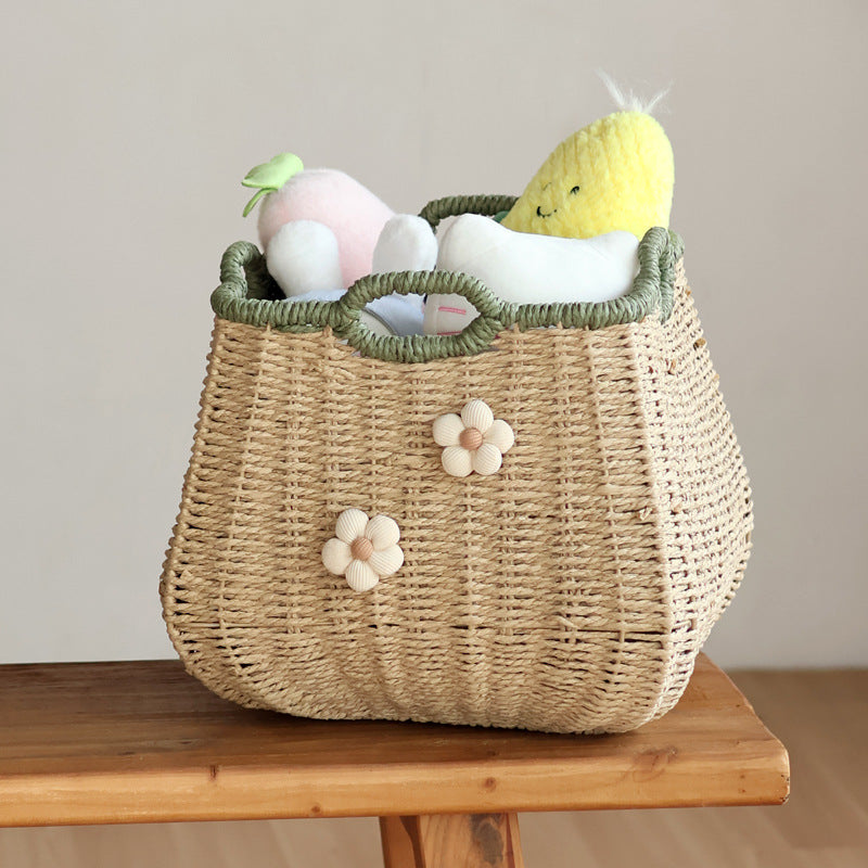 Stylish Storage Basket with Flower Appliqué | High & Bury