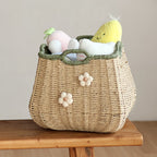 Stylish Storage Basket with Flower Appliqué | High & Bury