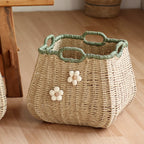 Stylish Storage Basket with Flower Appliqué | High & Bury