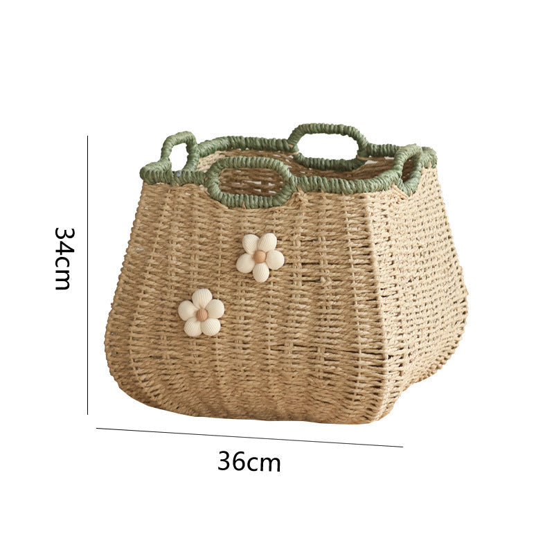 Stylish Storage Basket with Flower Appliqué | High & Bury