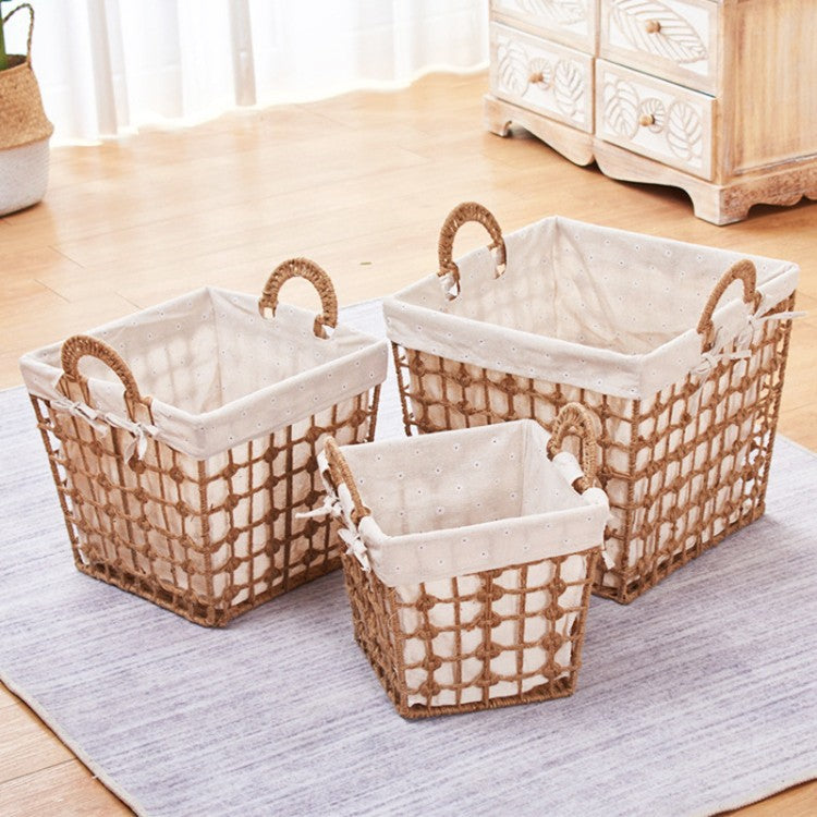 Stylish Storage Baskets Jute Fiber Cotton Textile | High & Bury