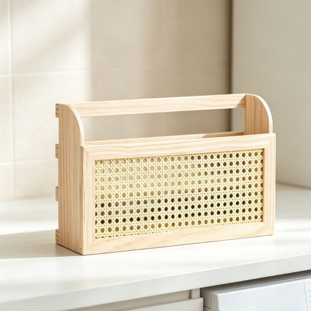 Stylish Storage Box made of Wood and Rattan | High & Bury
