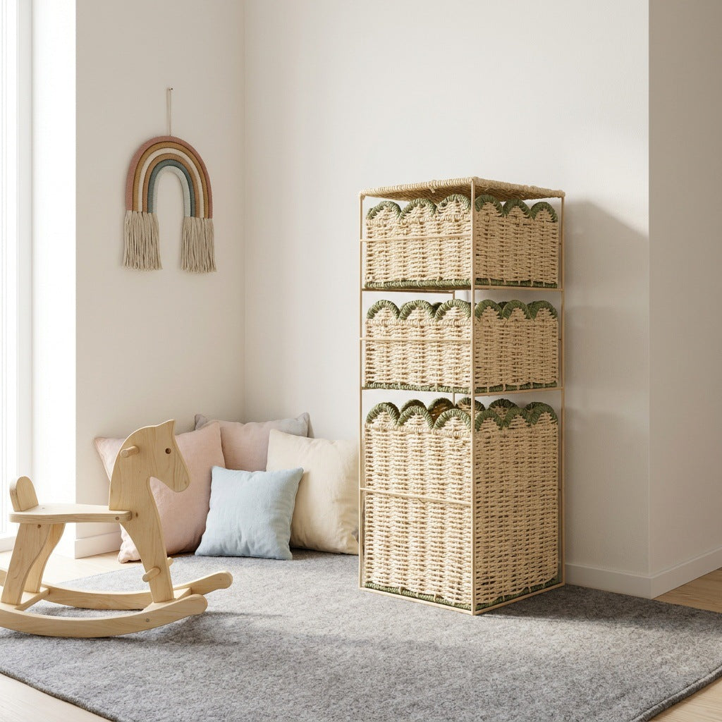 Stylish Storage System with Woven Baskets | High & Bury