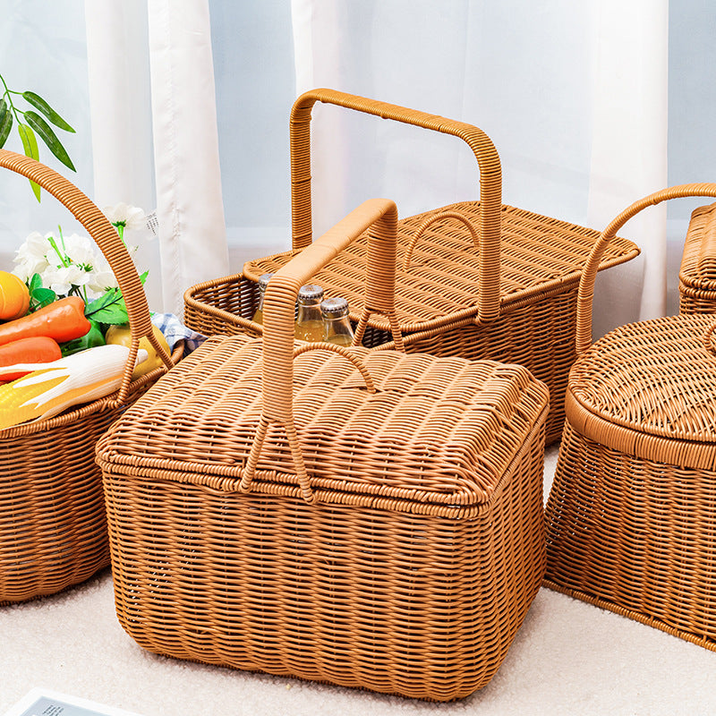 Stylish Woven Storage Basket with Lid | High & Bury