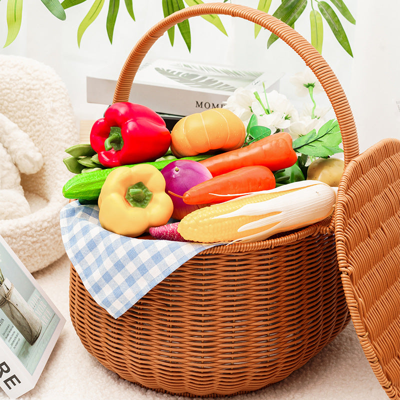 Stylish Woven Storage Basket with Lid | High & Bury