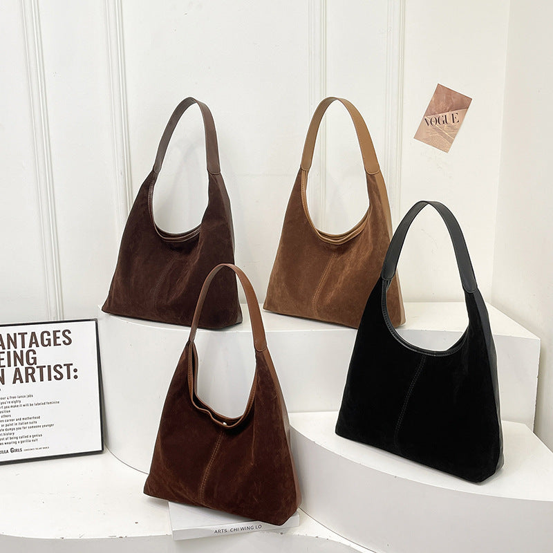 Suede Casual Hobo Bag with Shoulder Strap and Spacious Interior, view 3