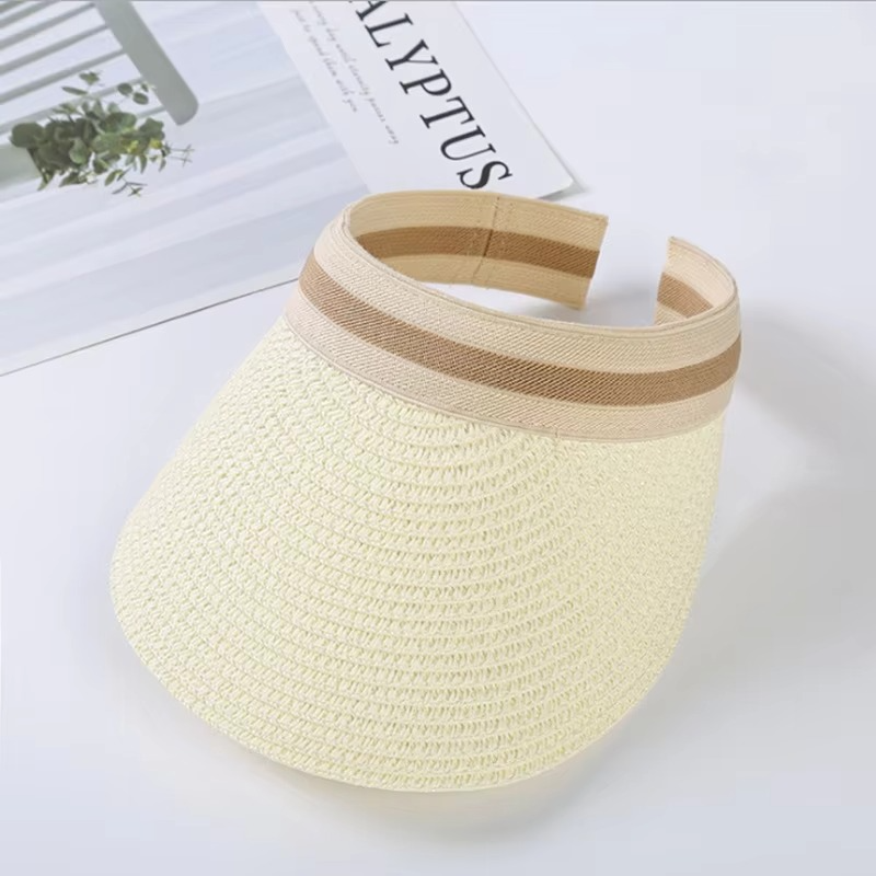 Summer Wide-Brim Straw Sun Visor Hat with Adjustable Fit, view 10