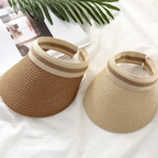 Summer Wide-Brim Straw Sun Visor Hat with Adjustable Fit, view 2