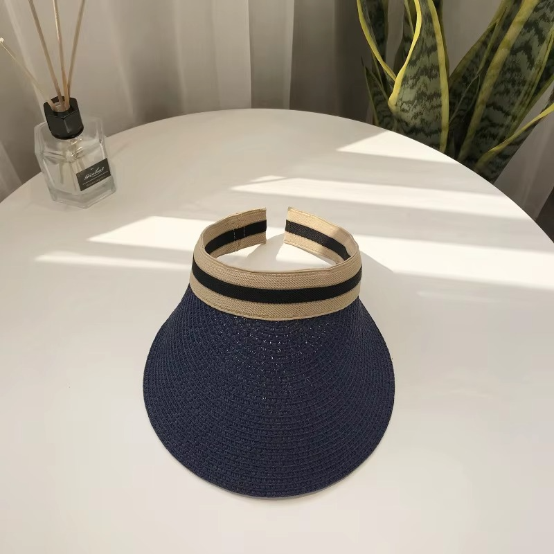 Summer Wide-Brim Straw Sun Visor Hat with Adjustable Fit, view 6