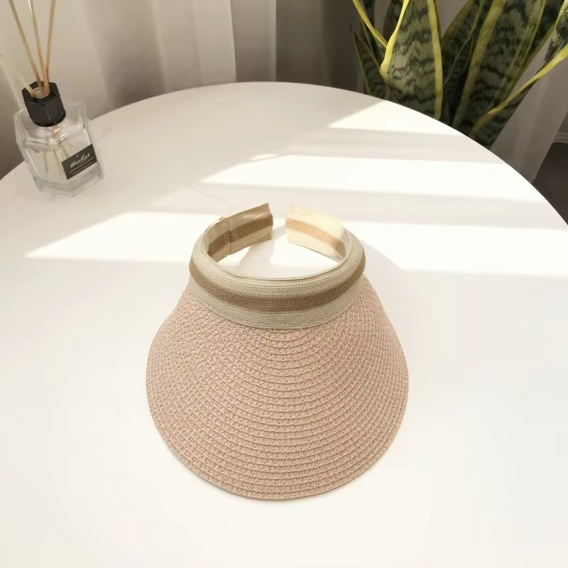 Summer Wide-Brim Straw Sun Visor Hat with Adjustable Fit, view 7