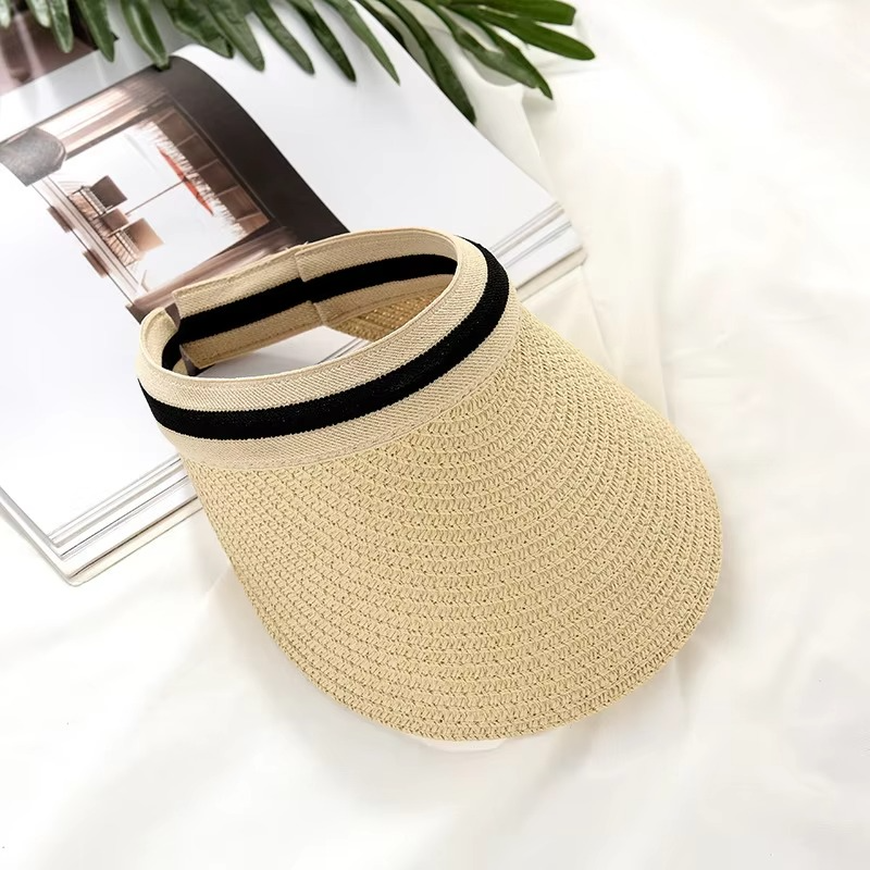 Summer Wide-Brim Straw Sun Visor Hat with Adjustable Fit, view 8