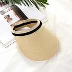 Summer Wide-Brim Straw Sun Visor Hat with Adjustable Fit, view 8