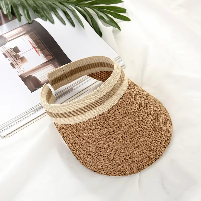 Summer Wide-Brim Straw Sun Visor Hat with Adjustable Fit, view 9