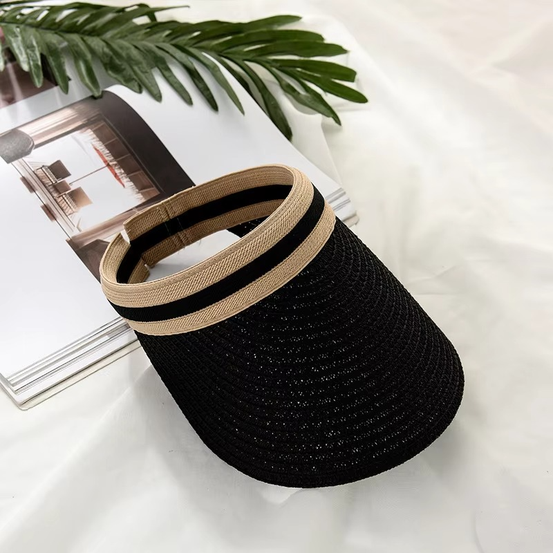 Summer Wide-Brim Straw Sun Visor Hat with Adjustable Fit
