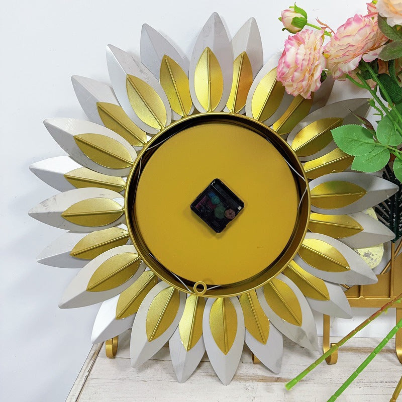 Sunburst Decorative Wall Clock with Leaf Motif | High & Bury