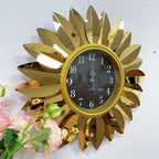 Sunburst Decorative Wall Clock with Leaf Motif | High & Bury