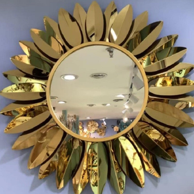 Sunburst Decorative Wall Clock with Leaf Motif | High & Bury