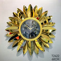 Sunburst Decorative Wall Clock with Leaf Motif | High & Bury