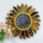 Sunburst Decorative Wall Clock with Leaf Motif | High & Bury