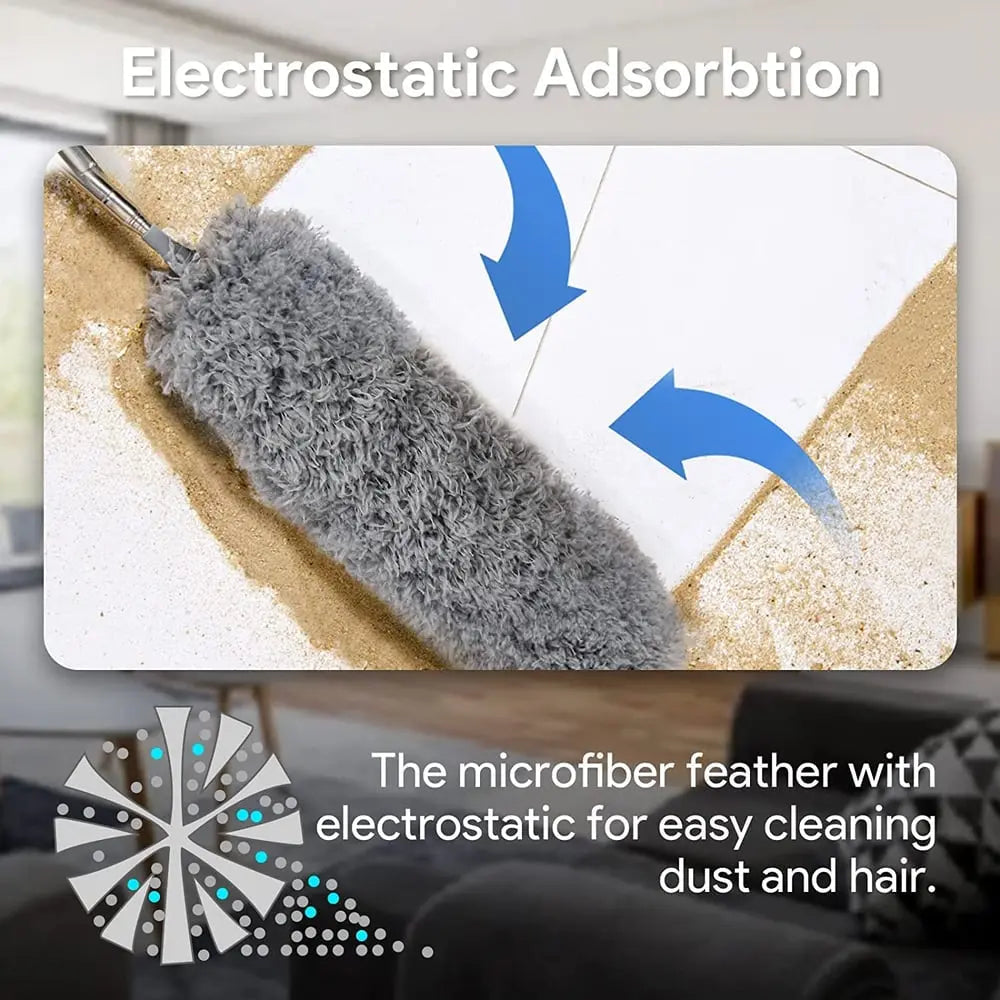 Telescopic Microfibre Duster with Flexible Head and 3 Replacement Heads, view 3