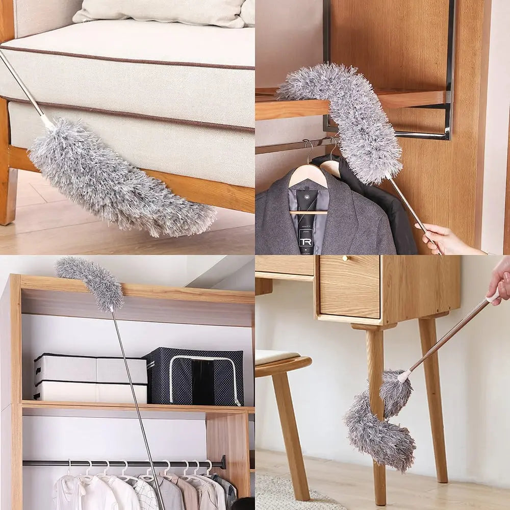 Telescopic Microfibre Duster with Flexible Head and 3 Replacement Heads, view 6