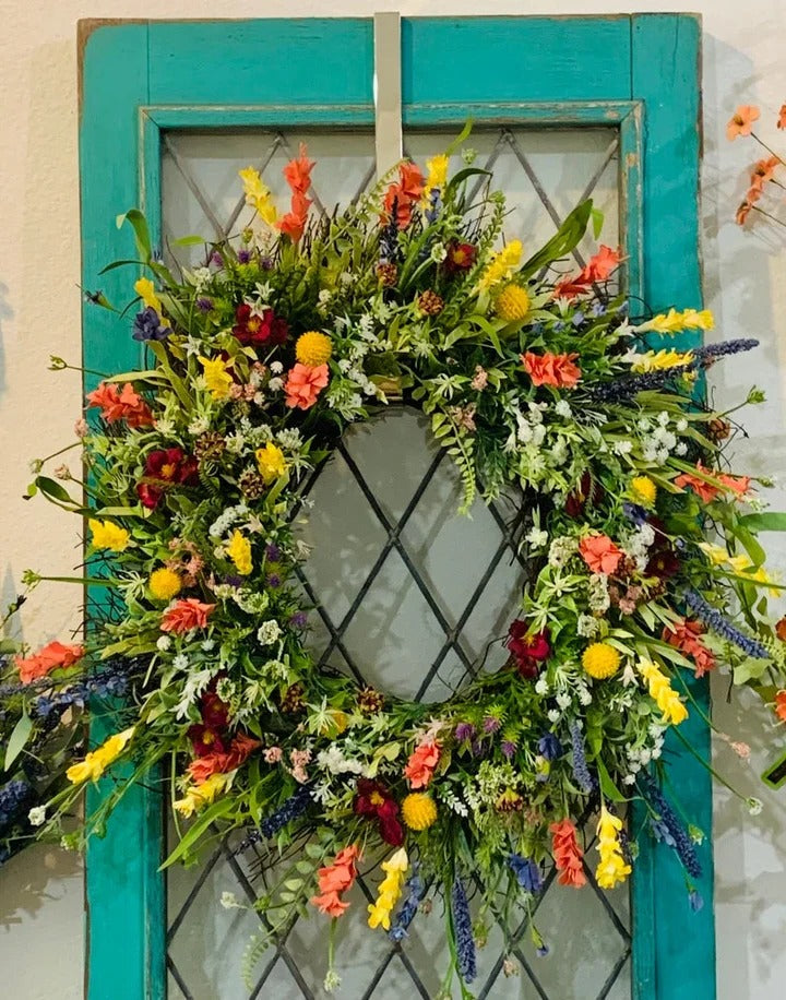 Texas Wildflower Wreath with Silk Flowers, Grapevine Base, 19–22 Inches, view 2