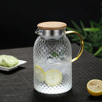 Textured Borosilicate Glass Jug with Bamboo Lid, 1000 ml–1900 ml, view 2