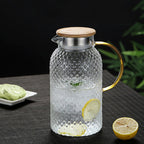 Textured Borosilicate Glass Jug with Bamboo Lid, 1000 ml–1900 ml, view 3