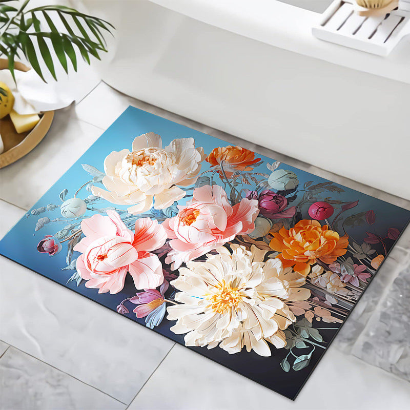 Textured Floral Design Bath Mat | High & Bury