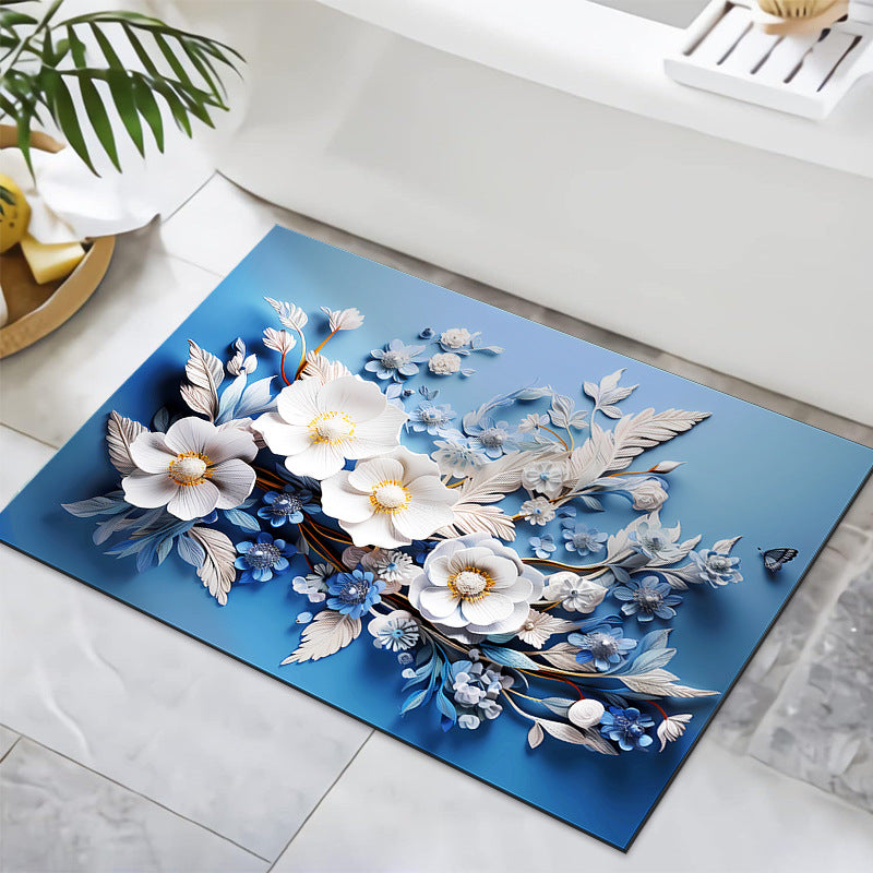 Textured Floral Design Bath Mat | High & Bury