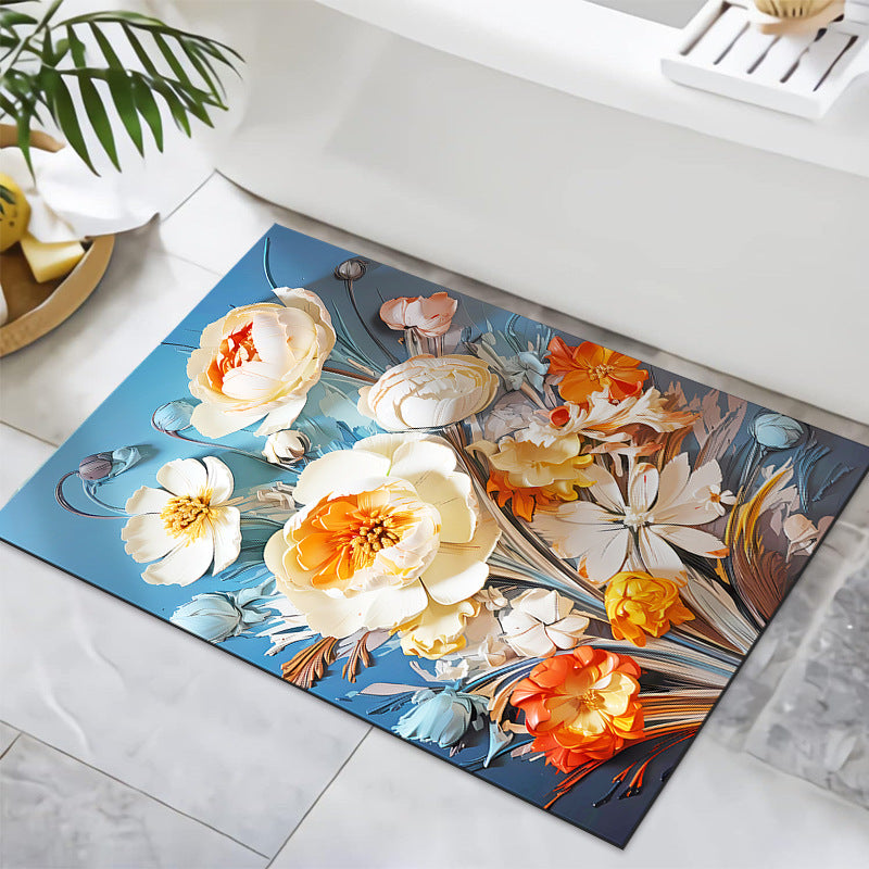 Textured Floral Design Bath Mat | High & Bury