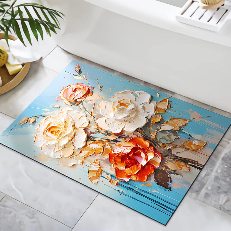 Textured Floral Design Bath Mat | High & Bury