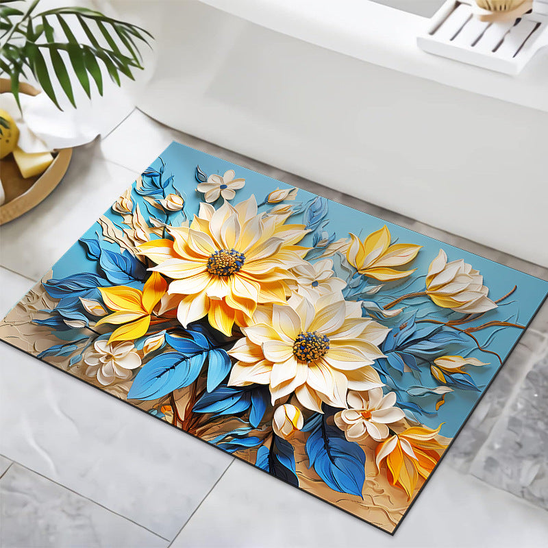 Textured Floral Design Bath Mat | High & Bury