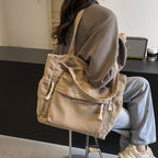 Textured Multi-Pocket Tote Bag with Zipped Front Pocket, view 4