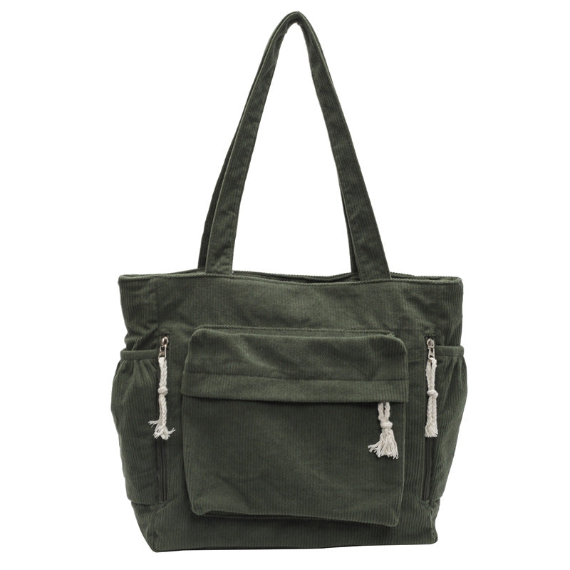 Textured Multi-Pocket Tote Bag with Zipped Front Pocket, view 7