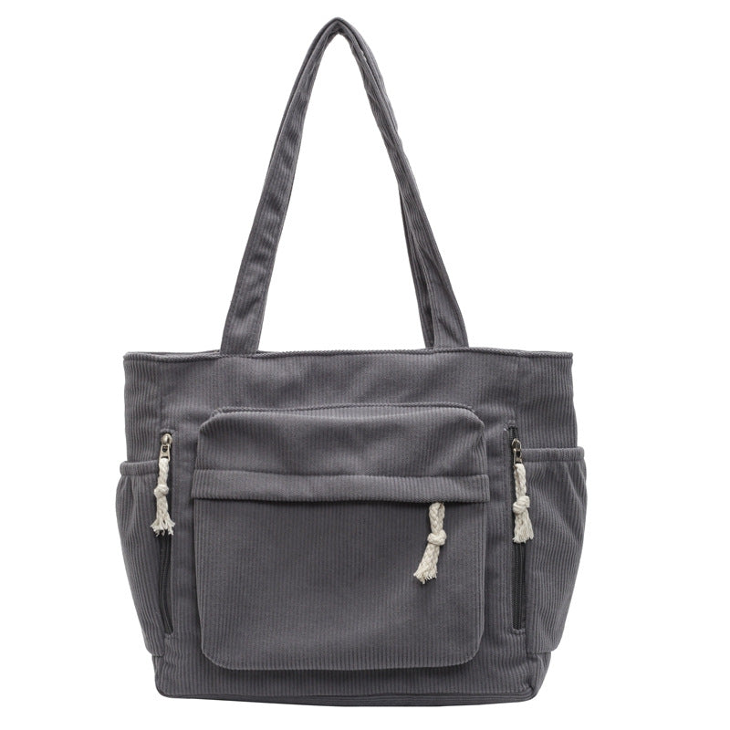 Textured Multi-Pocket Tote Bag with Zipped Front Pocket, view 9