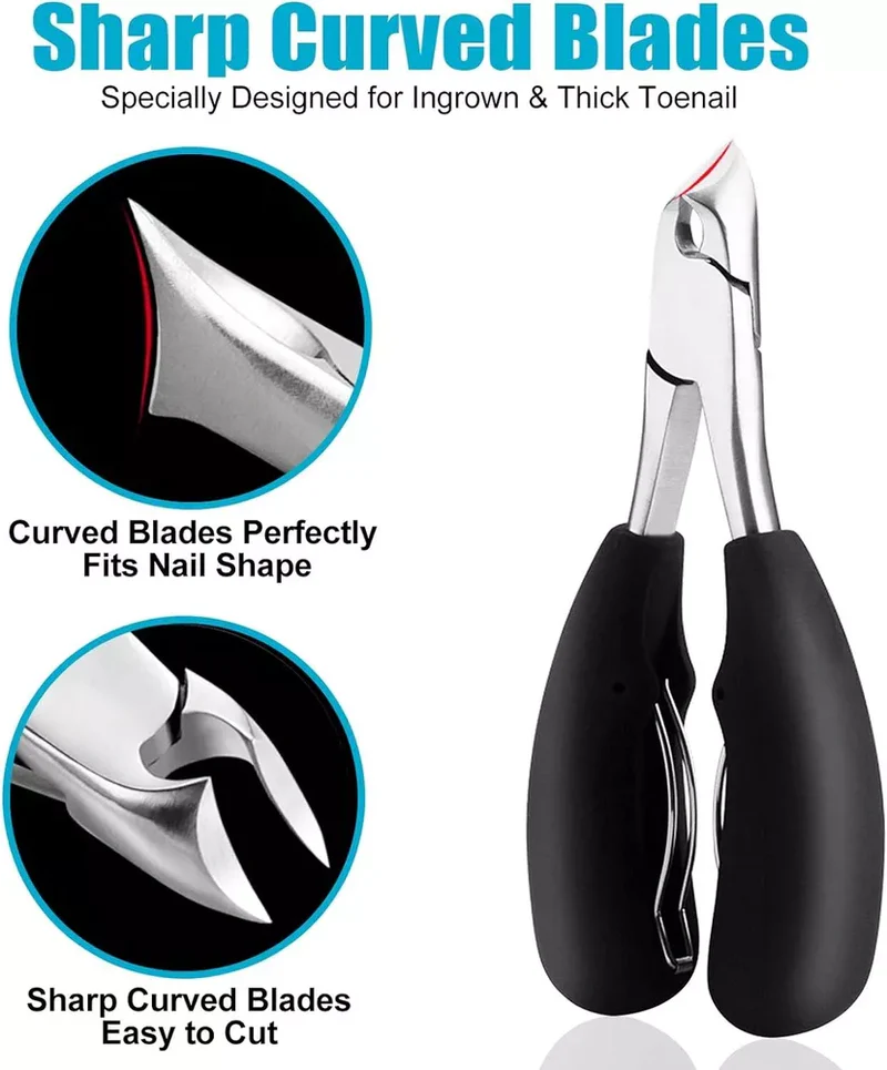 Toenail Clipper for Thick Nails with Curved Blade and Splashguard, view 2