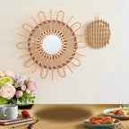 Trendy Round Wall Mirror with Rattan Frame | High & Bury